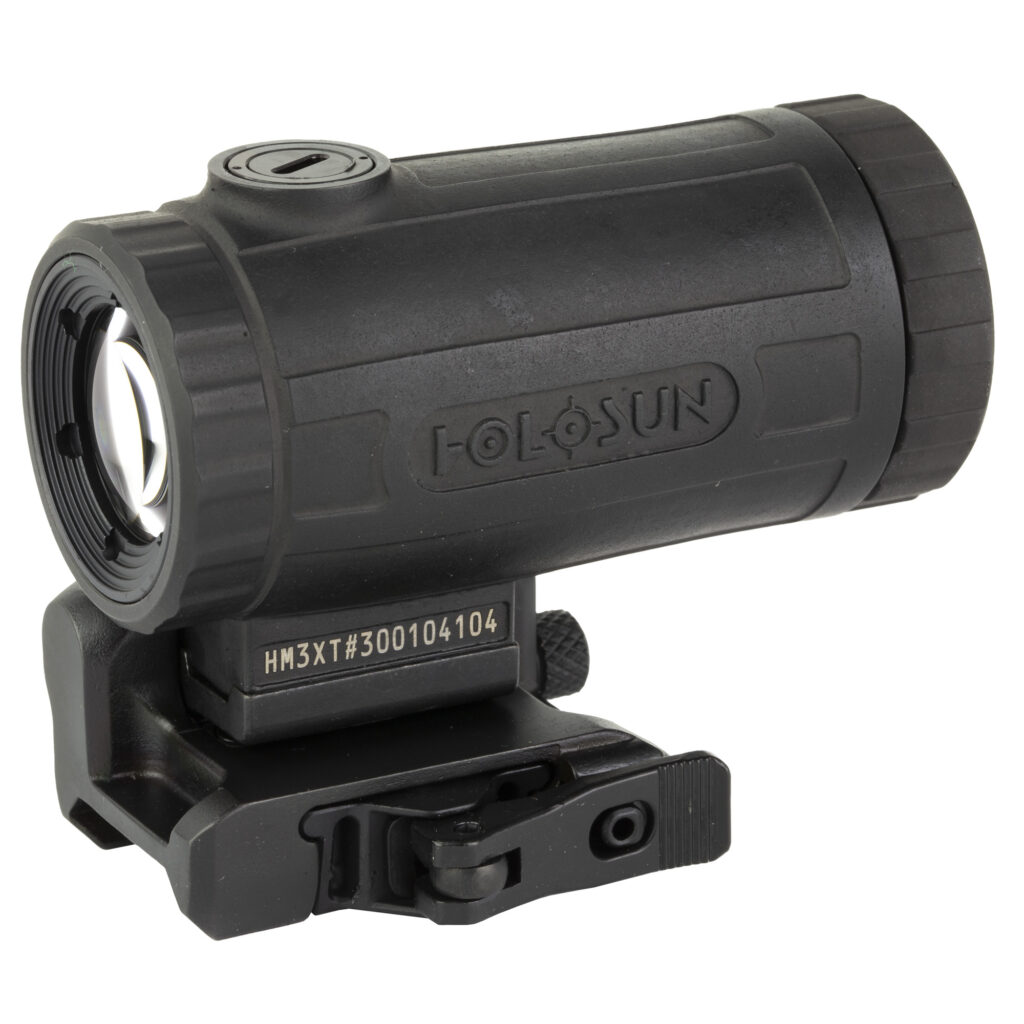 Holosun HM3XT 3x Magnifier – Titanium, Flip-to-Side QR Mount, Black