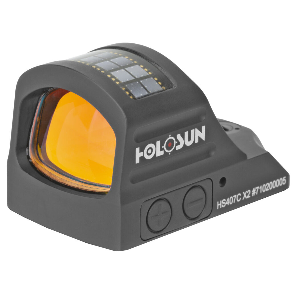 Holosun HS407C X2 Pistol Red Dot – 2 MOA Dot, Solar, Black
