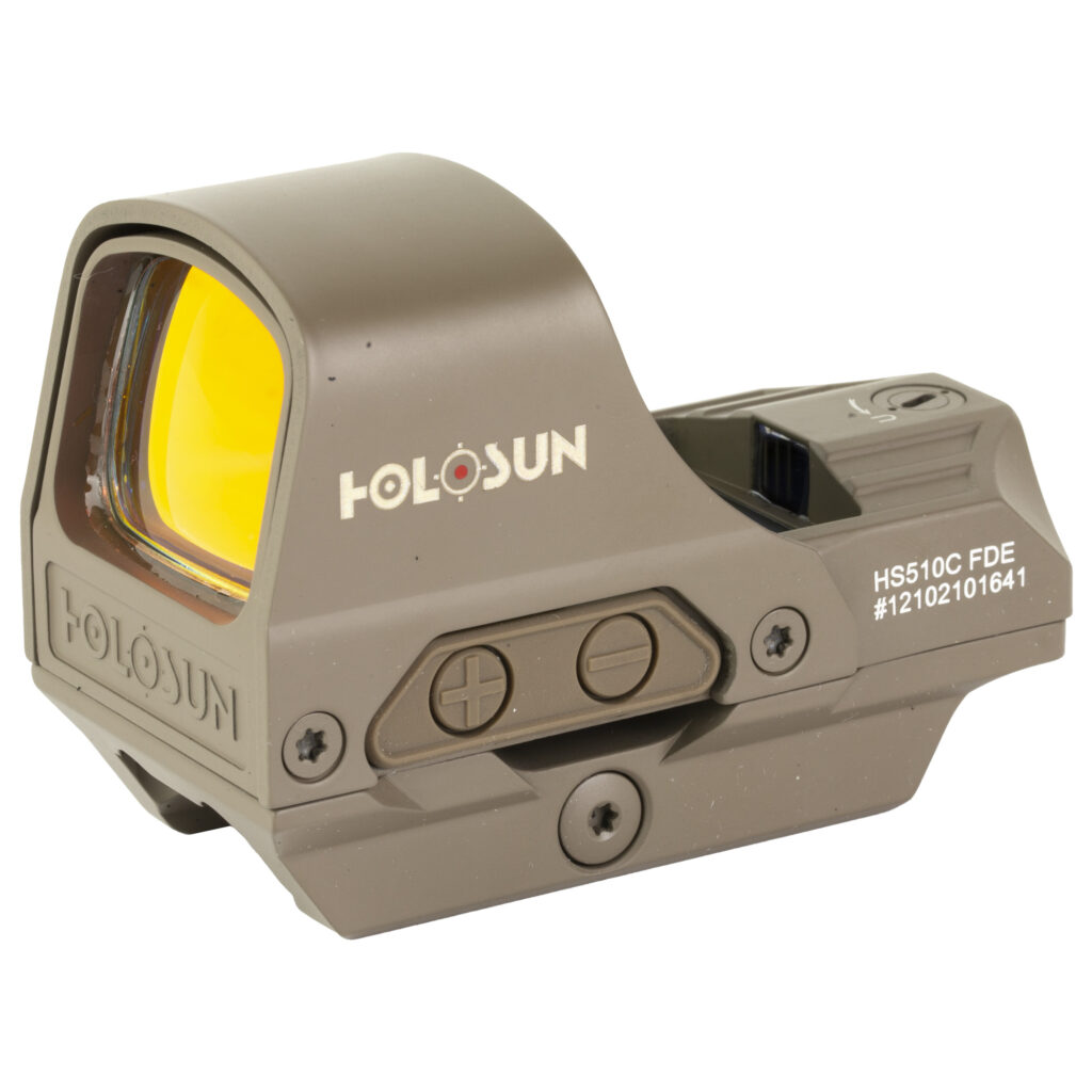 Holosun HS510C-FDE Open Reflex Sight – 2 MOA Red Dot/65 MOA Circle, Solar, FDE