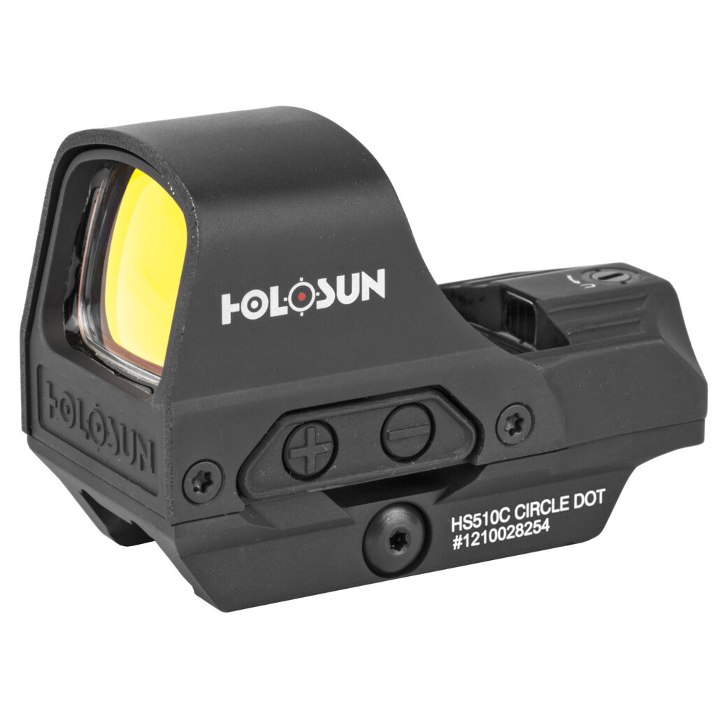 Holosun HS510C Open Reflex Sight – 2 MOA Red Dot/65 MOA Circle, Solar, Black