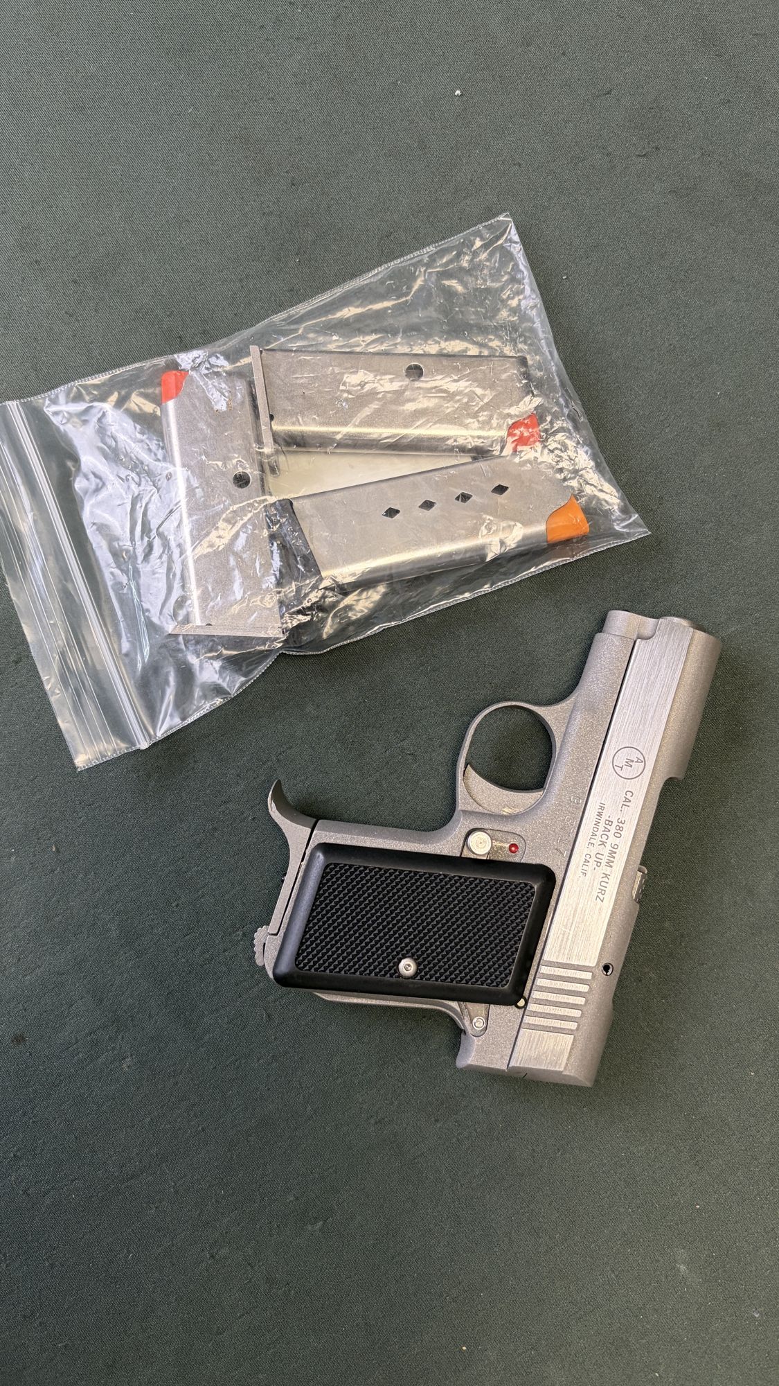 AMT Backup .380 ACP Single Action Stainless Like New with Four Magazines - Image 2