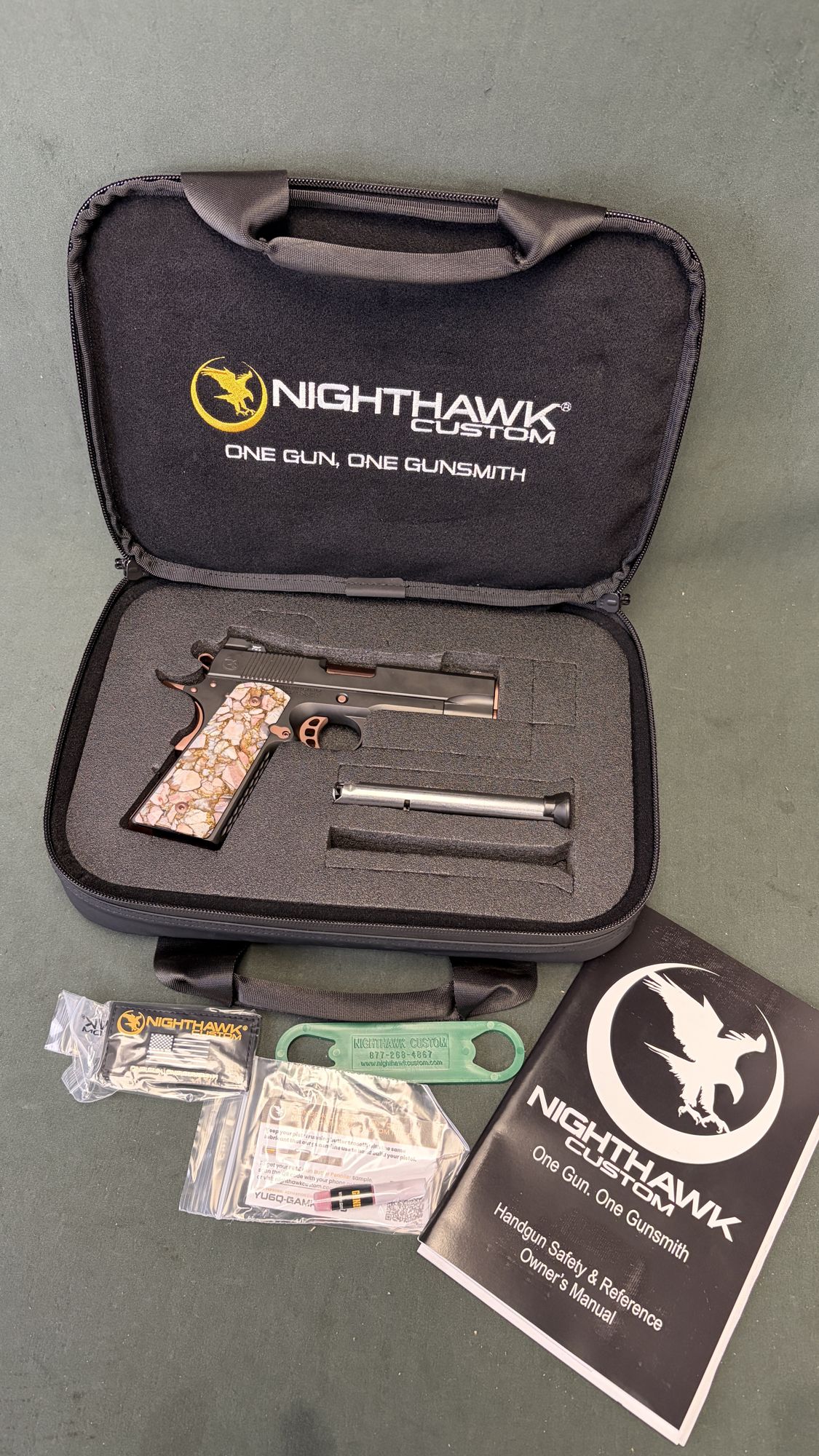 Nighthawk Custom Lady Hawk 1911 9mm Unfired Open Box with Soft Case - Image 2