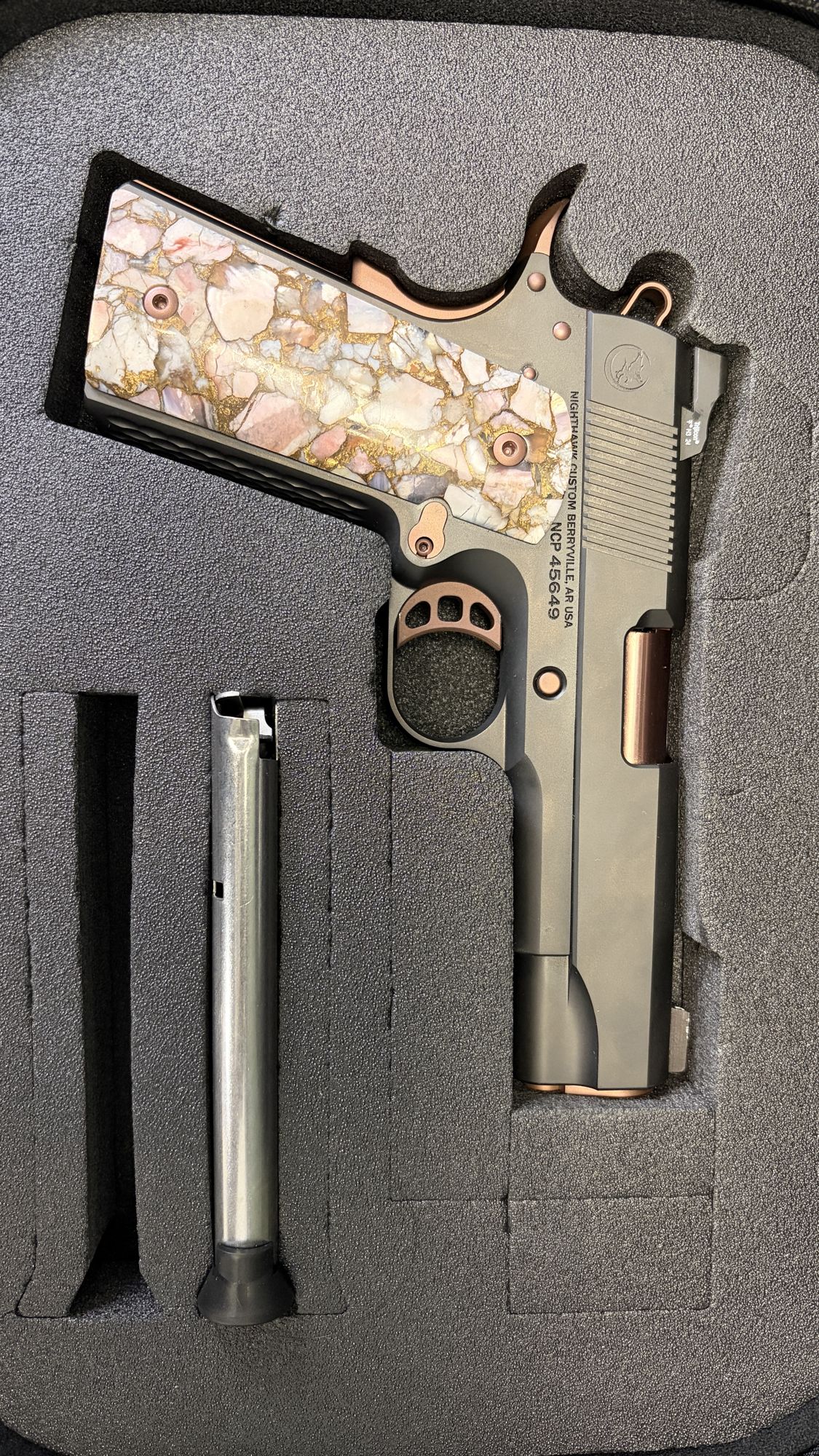Nighthawk Custom Lady Hawk 1911 9mm Unfired Open Box with Soft Case - Image 3