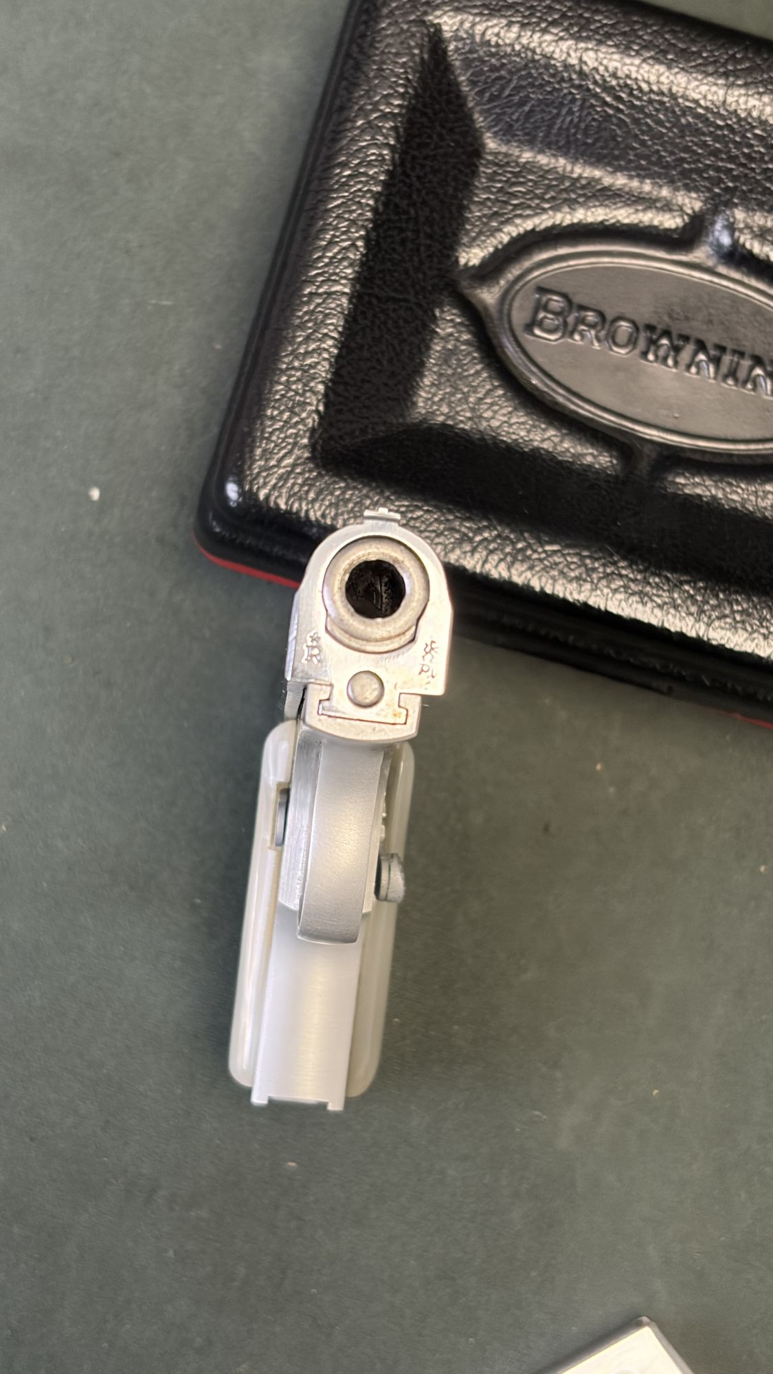 1963 Browning Baby Lightweight .25 ACP Factory Chrome Pearl Grips with Case - Image 4