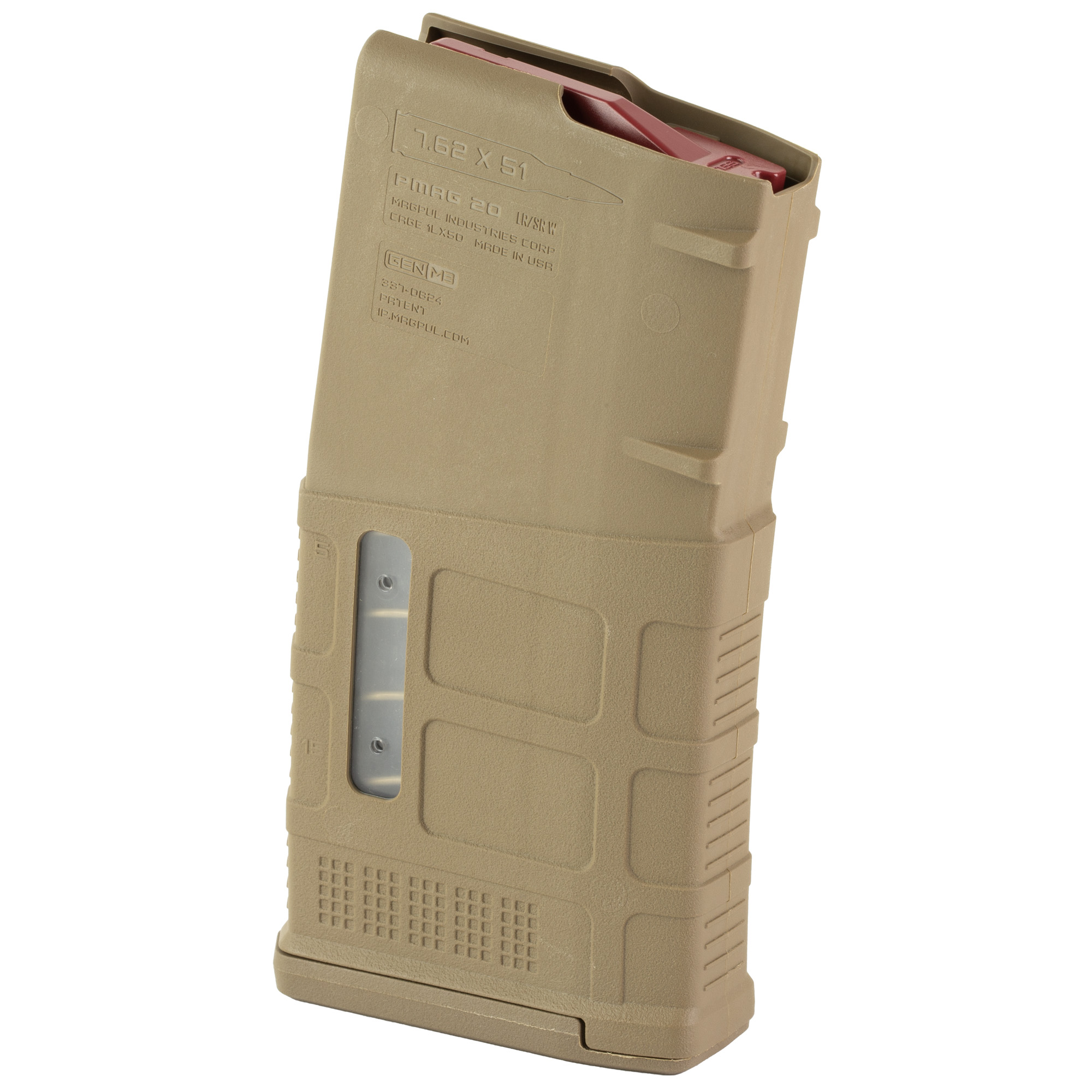Magpul PMAG 20 LR/SR GEN M3 Window – 20rd 7.62 NATO/.308 Win, Medium Coyote Tan - Image 2