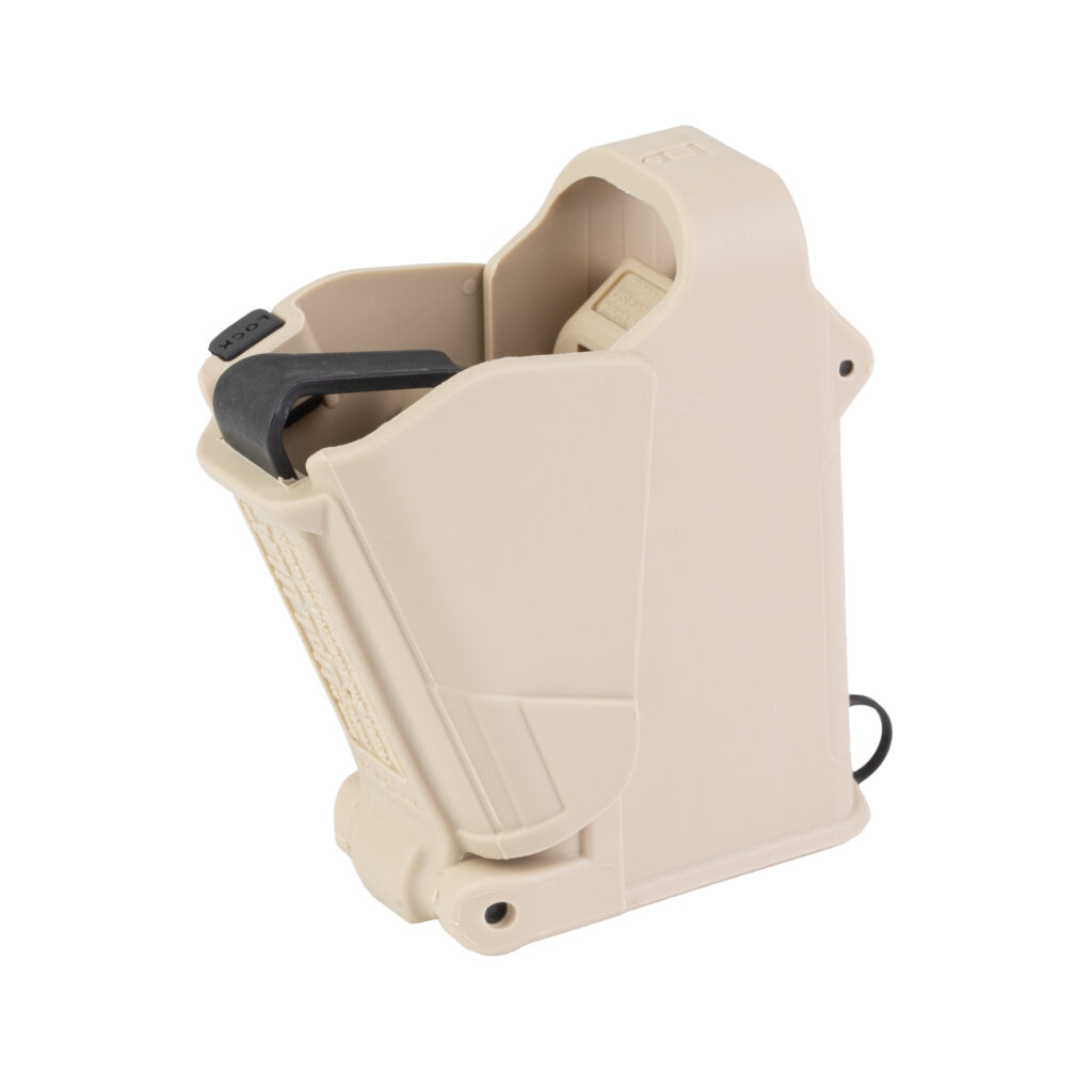 maglula UpLULA Universal Pistol Magazine Loader & Unloader – 9mm Luger to .45 ACP, Desert Sand