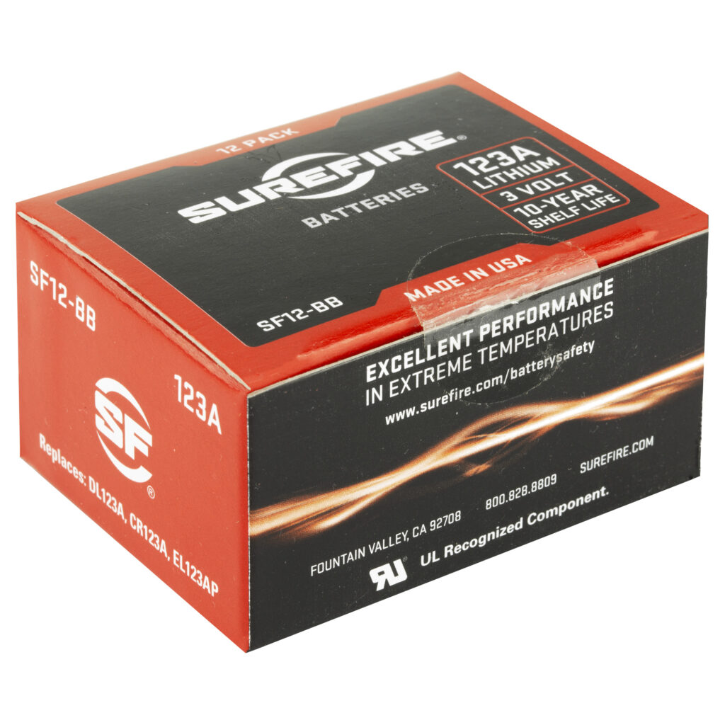 SureFire 123A Lithium Batteries – 12 Pack, 3.0V, 1,550 mAh, Boxed