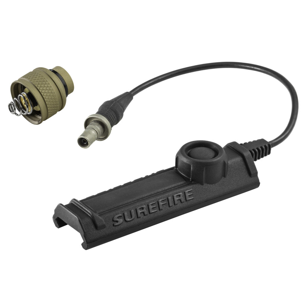 SureFire UE-SR07 Scout Light Rear Cap Assembly with SR07 Rail Tape Switch – M6XX Series, Tan
