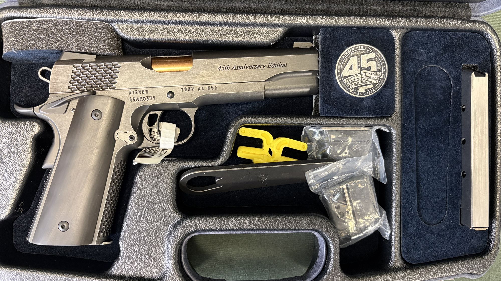Kimber 45th Anniversary 1911 .45 ACP Unfired 1 of 2024 with Negrini Case