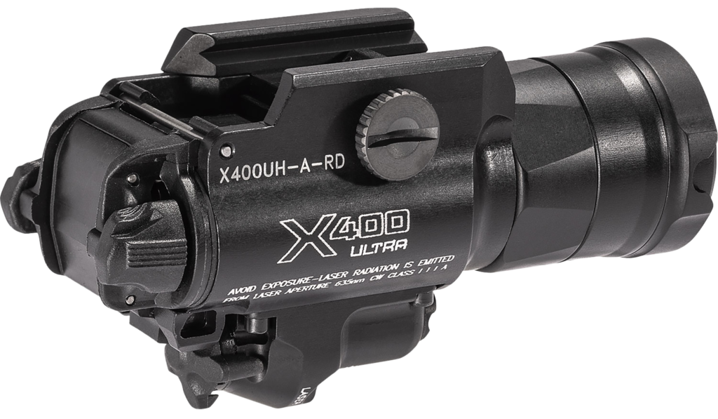SureFire X400 Ultra MasterFire WeaponLight with Red Laser – 1,000 Lumens, Black